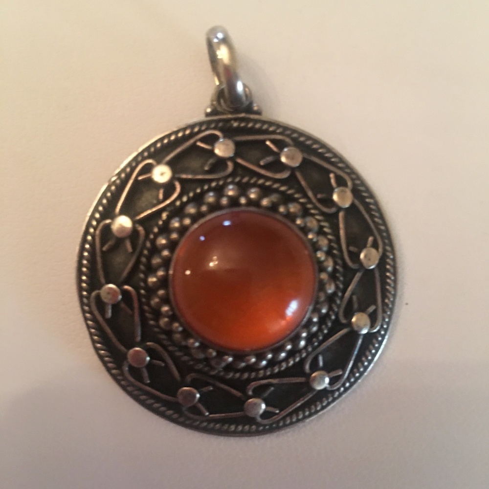 Host Pick:Amber and Sterling Pendant